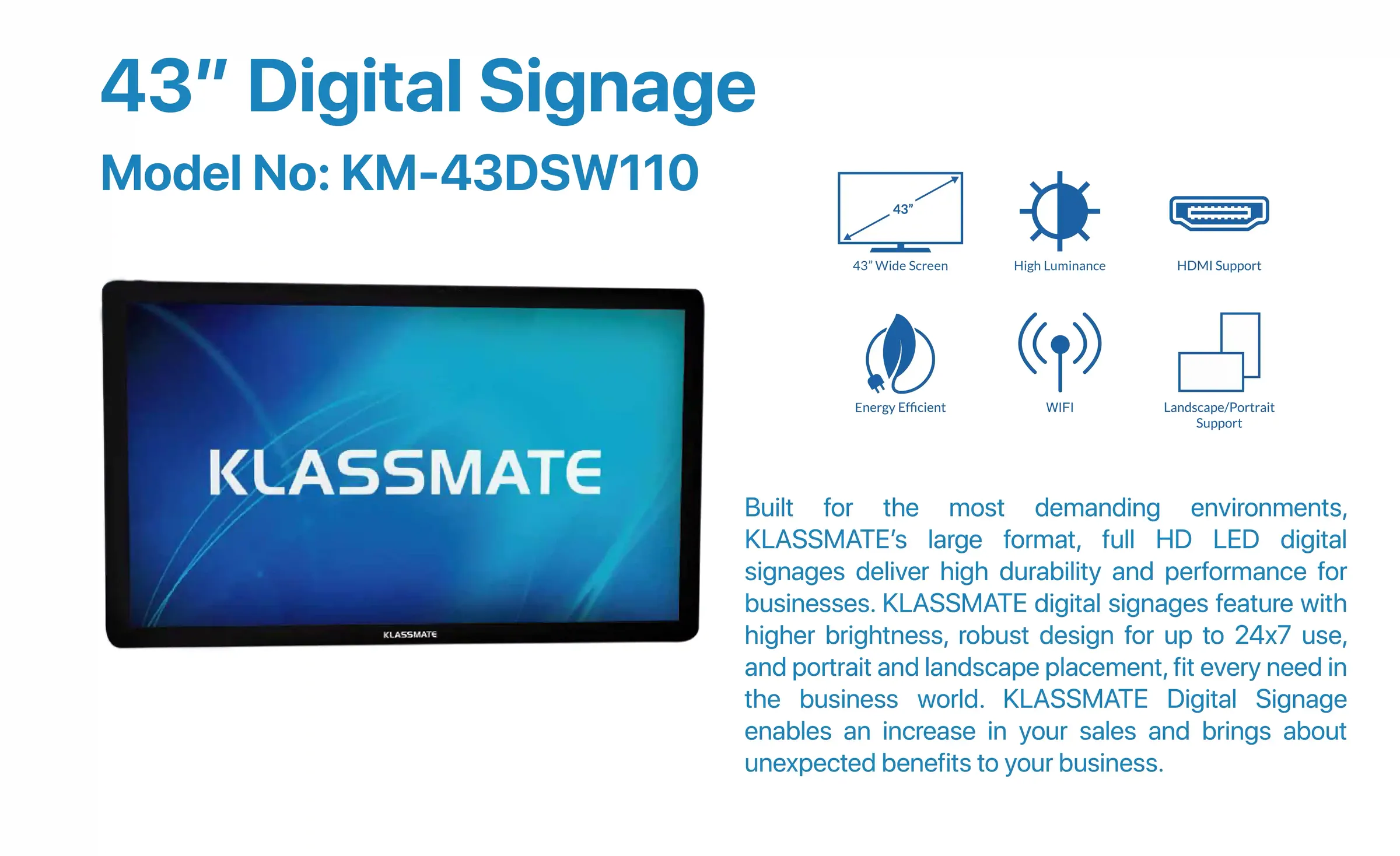 Wall Mounting Smart Display KM-SD4300W features