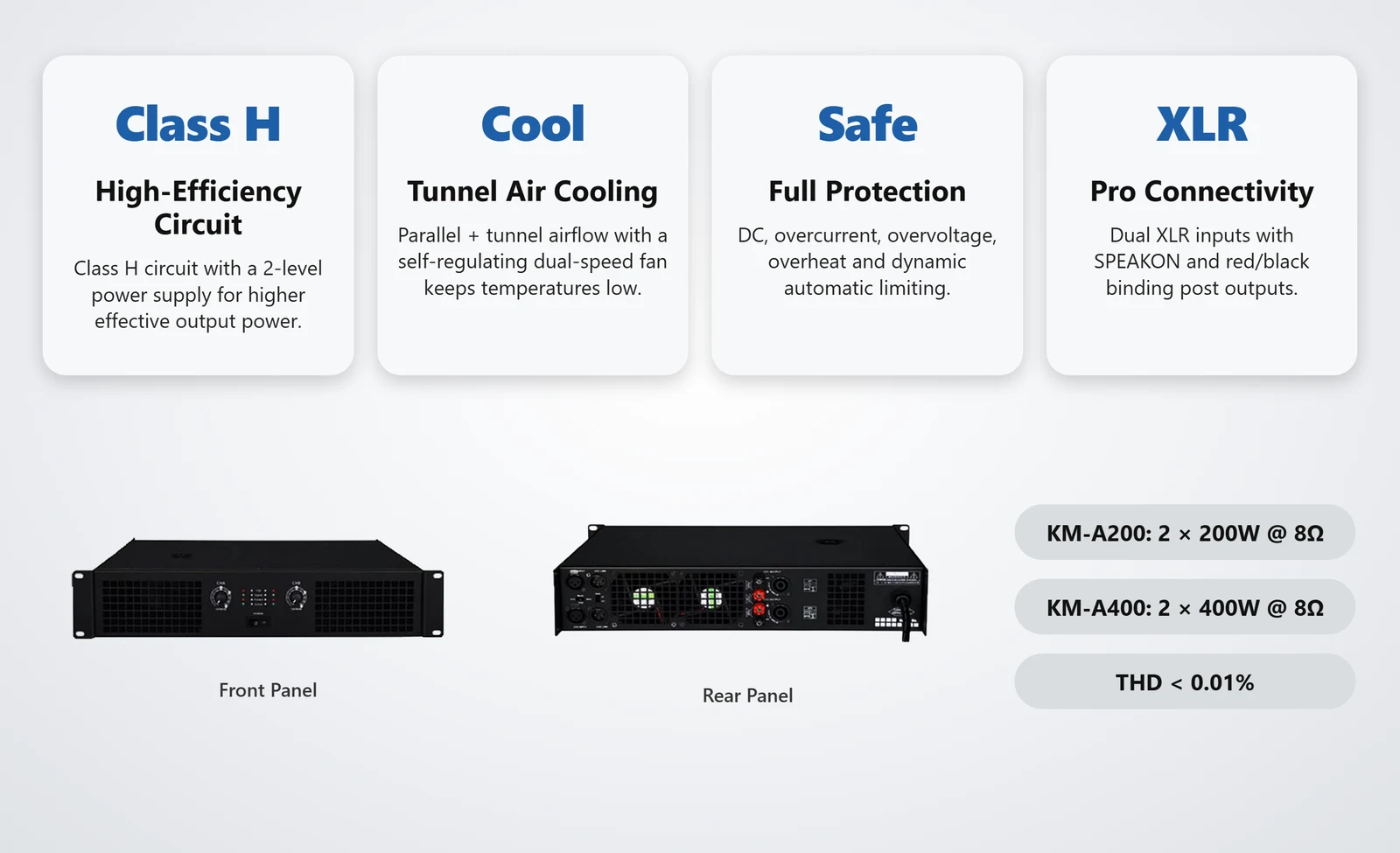 Professional Power Amplifier KM-A200-A400 features