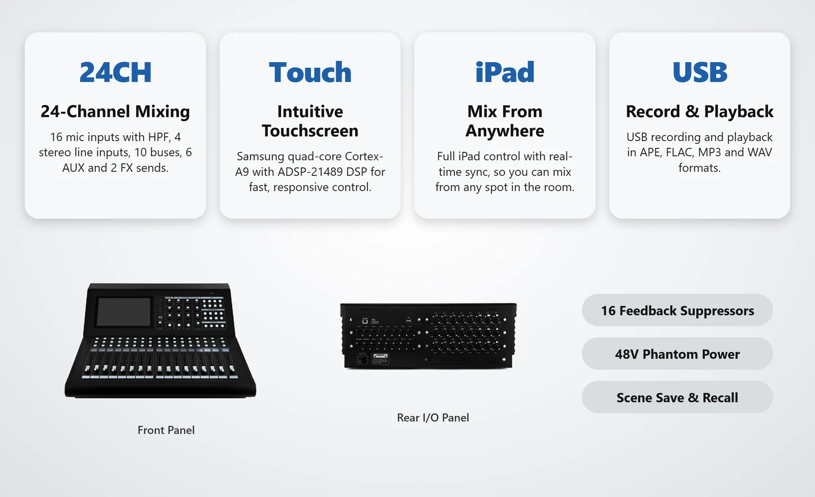 24-Channel Digital Mixer KM-DM2416 features
