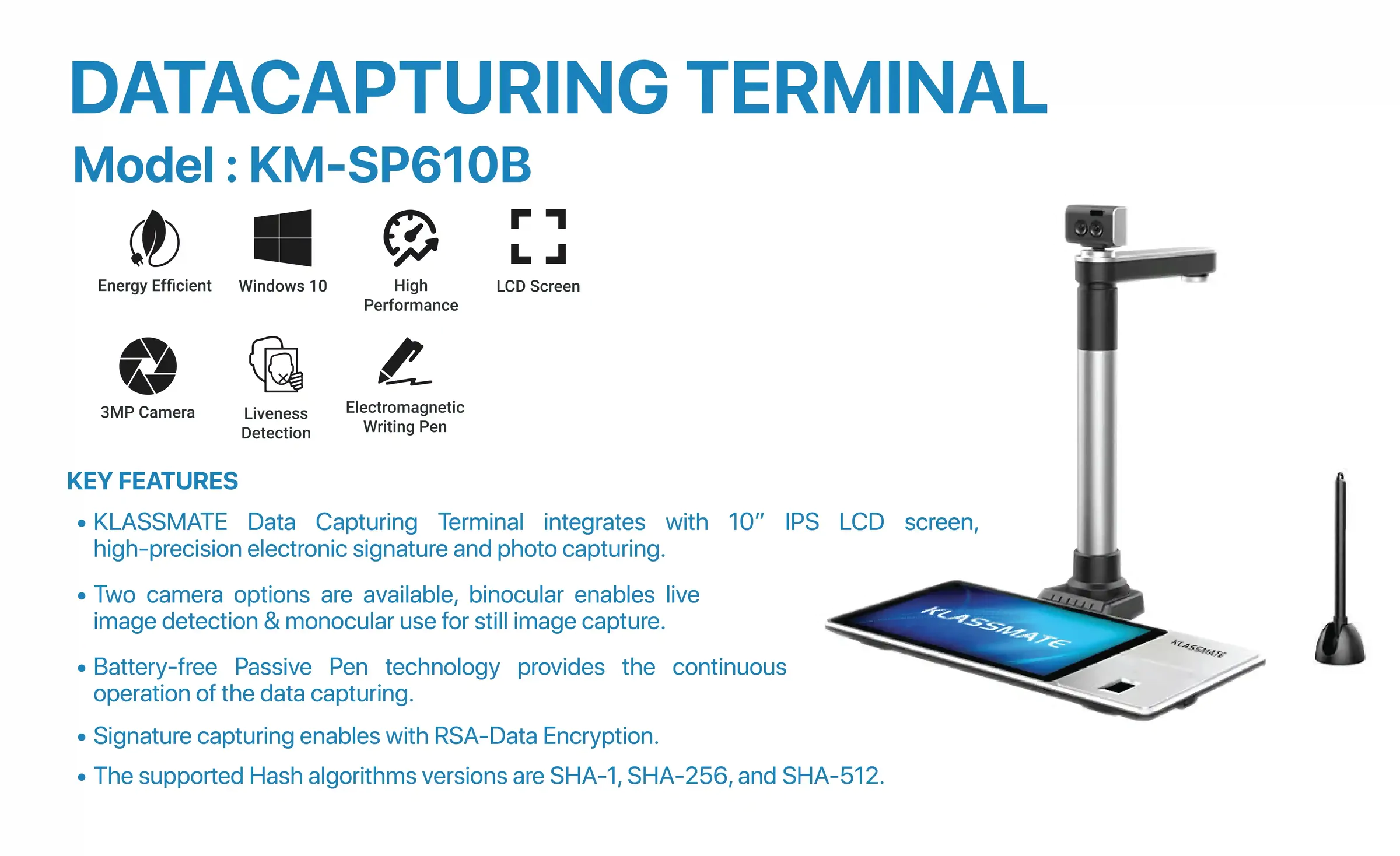 Data Capturing Terminal KM-SP610B features