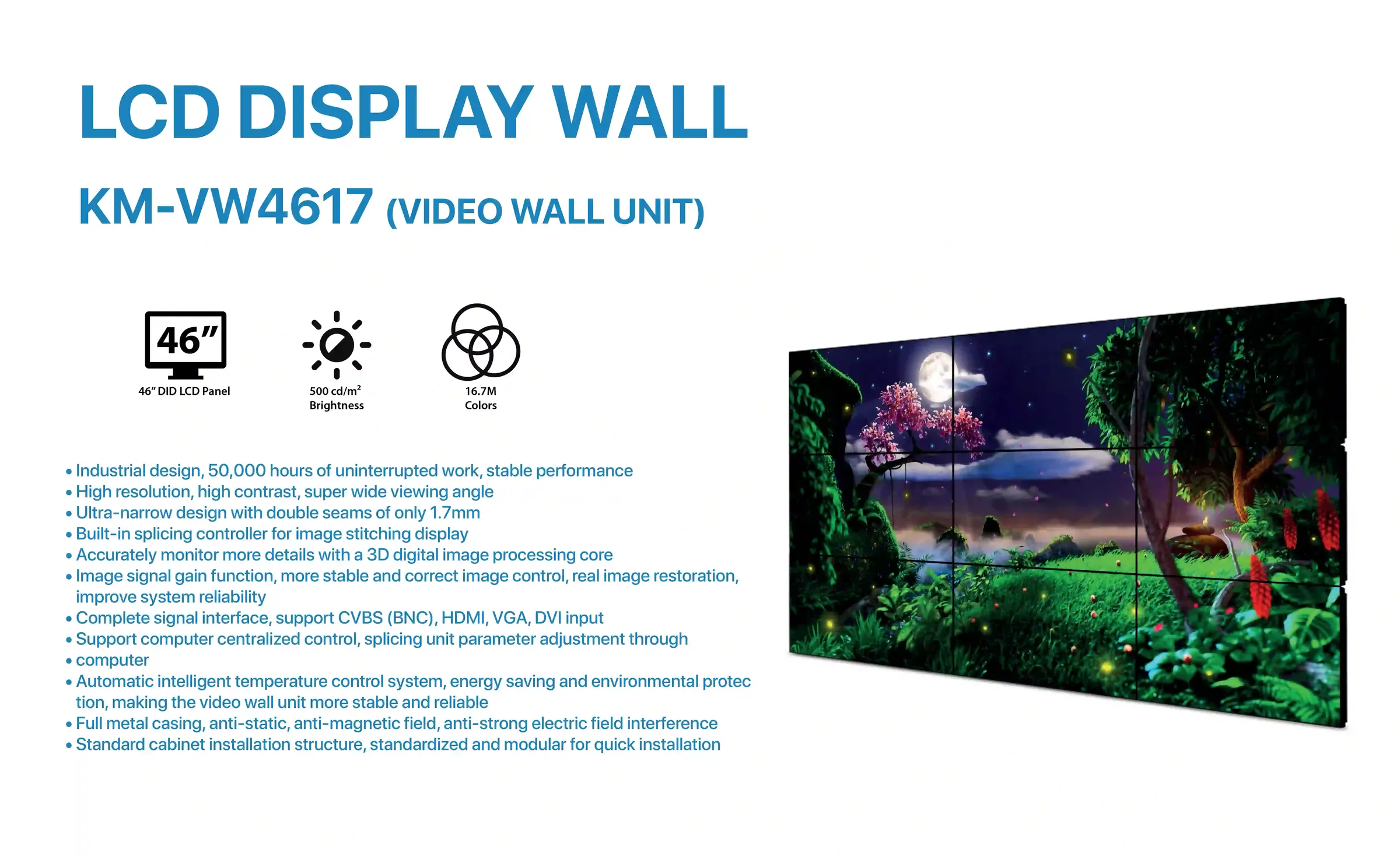 LCD Display Wall KM-VW4617 features