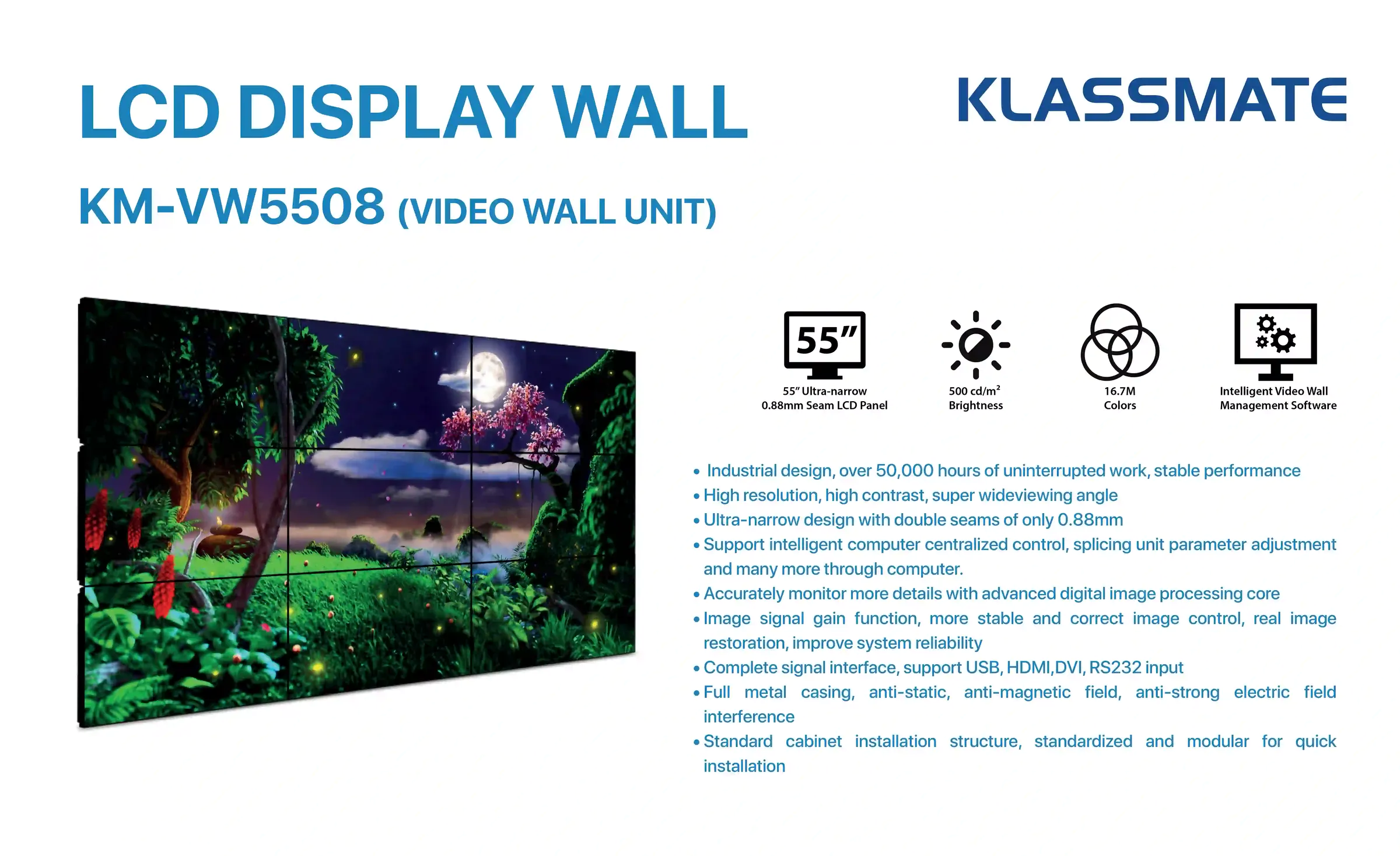 LCD Display Wall KM-VW5508 features